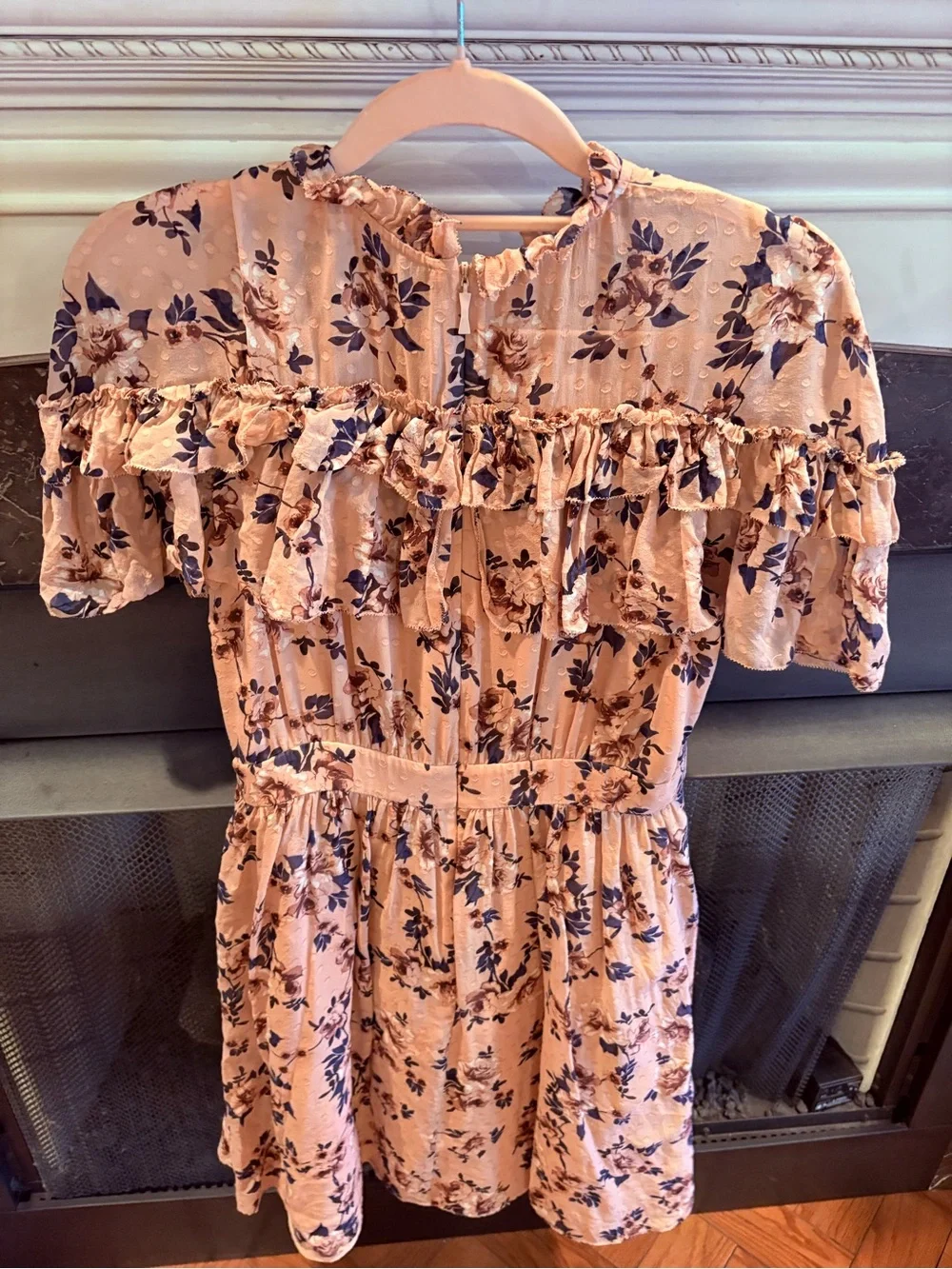 Kate Spade New York women’s floral silk prairie rose clip ruffle mini dress